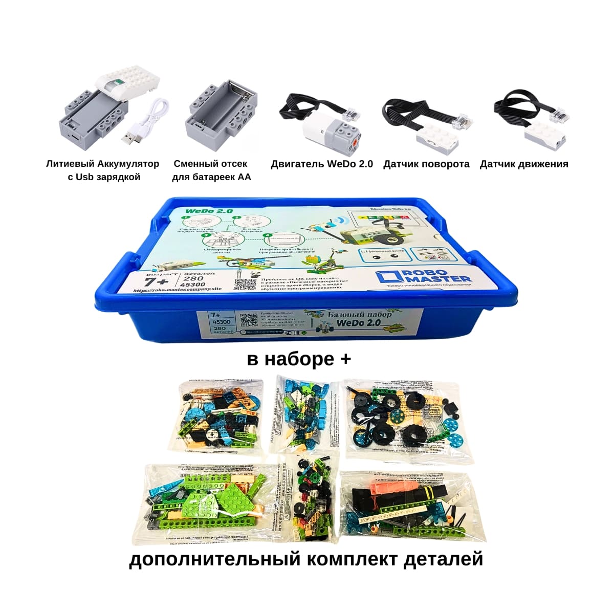 Комплект Базовый набор WeDo 2.0 плюс Комплект деталей